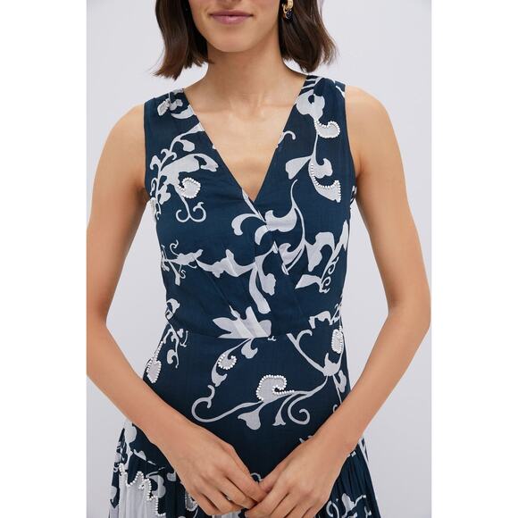 EMPORIO SIRENUSE Blue Flower Screen Antheia Midi Dress NWT 10 US Tuckernuck - Picture 5 of 6